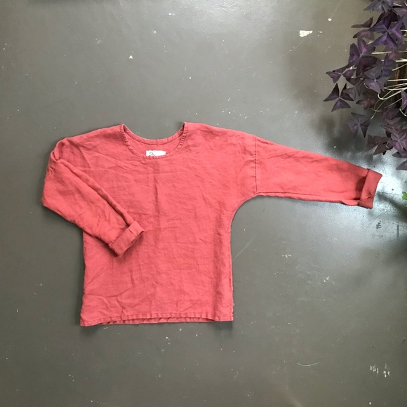 Rusty Red Conscious Clothing Linen Top Handmade in Michigan, size Medium - Picture 2 of 9